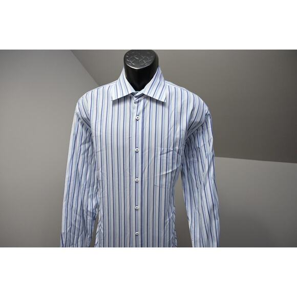 Bugatchi Uomo Dress Shirt Classic Fit Flip Cuff Plaid Button Up Mens Size XL - Picture 2 of 9